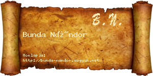 Bunda Nándor névjegykártya